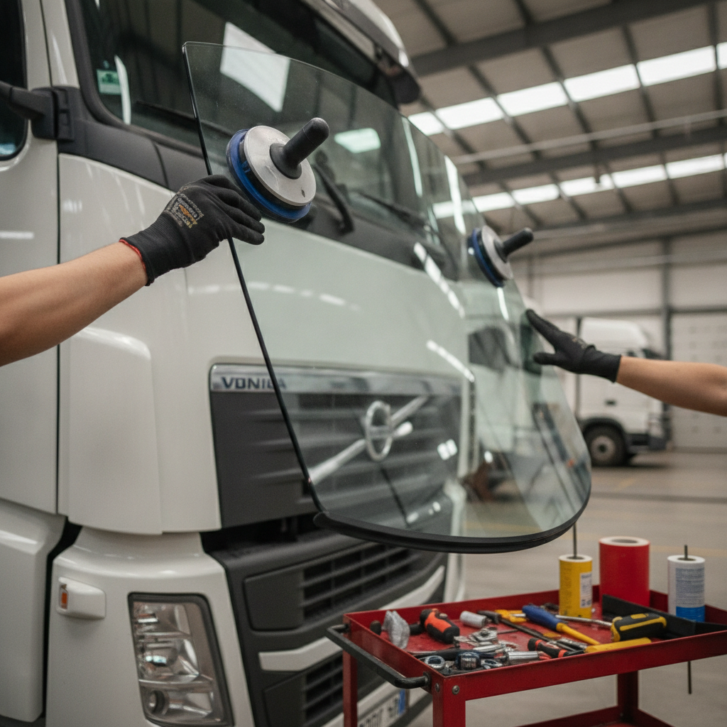 Truck Glass Replacement no peoples faces just hand